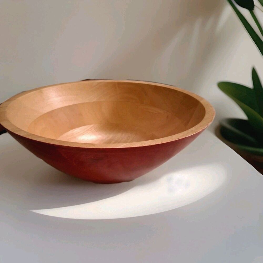 Vintage Tuttocasa 11 Inch Two Tone Wood Salad Serving Bowl Vietnam Beautiful